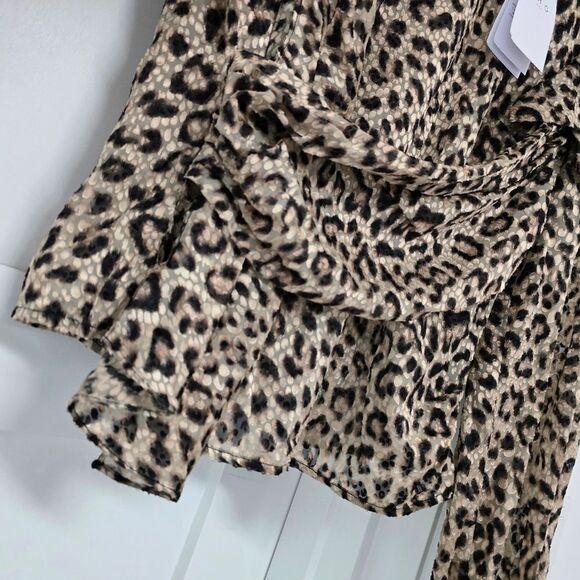 🆕️ IRO Magena Fil Coupé Chiffon Puff Sleeve Ruffle Long Sleeve Blouse Leopard - Picture 7 of 15